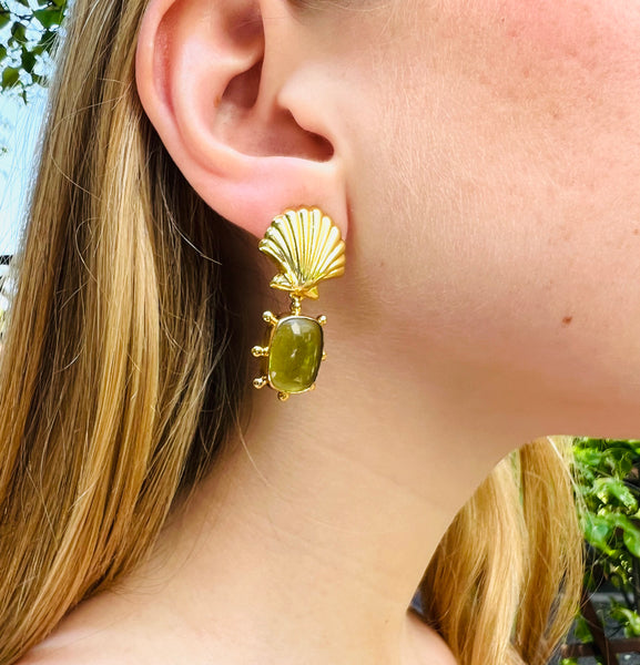 Yellow - Somya Handcrafted GS & Shell Work Fabart Earrings main image 1