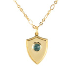 Shield Pendant Necklace - (12 Birthstone Options)