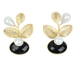 Pearl Foliage Earring - (4 Gemstone Options)