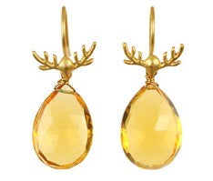 Antler Earring - (5 Gemstone Options)