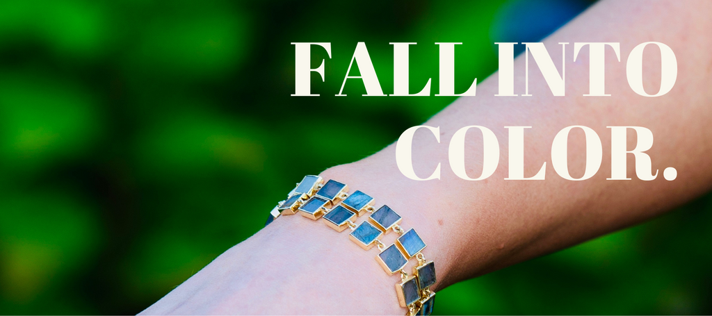 Sissy Yates Designs Fall into color banner featuring bracelets