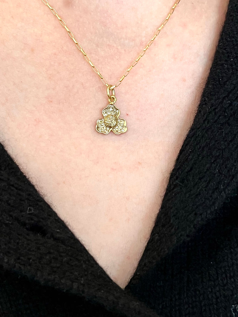 Gold Lotus and Diamond Pendant
