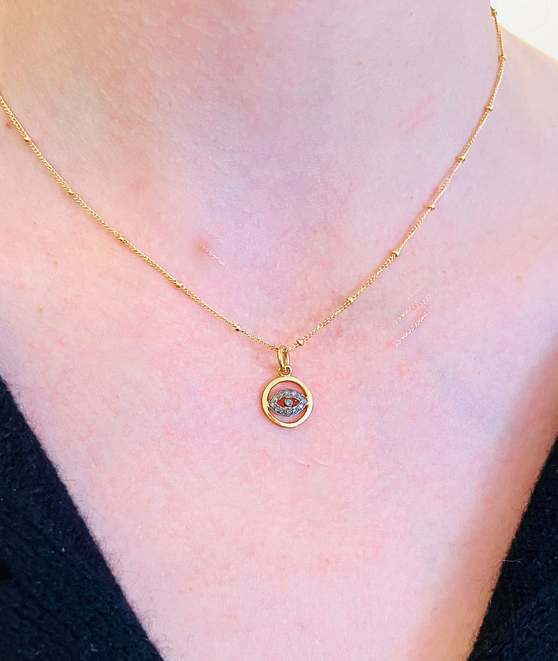 Golden Eye Diamond Pendant Necklace