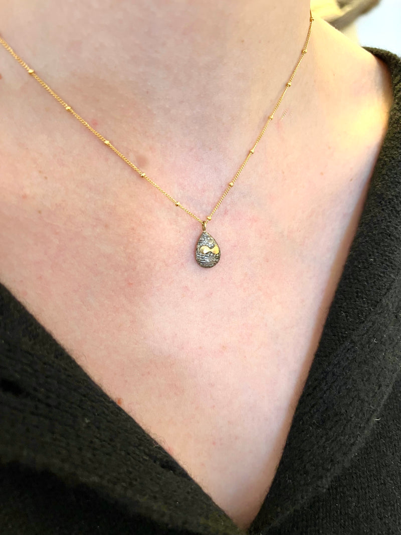 Golden Egg Diamond Pendant Necklace