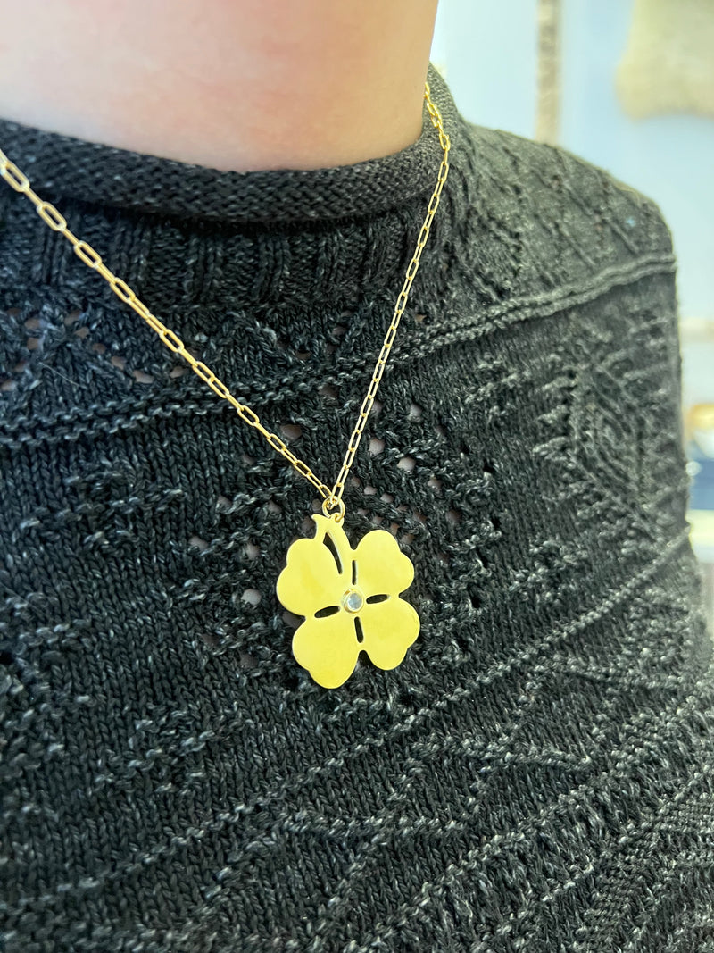 Golden Fortune 4-Leaf Clover Pendant Necklace