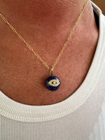 Lapis Diamond Eye Pendant Necklace