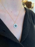 Sunburst Pearl and Diamond Pendant Necklace
