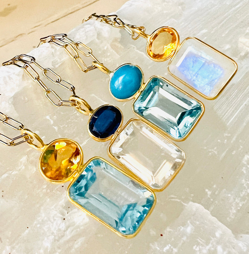 Siren Gemstone Pendant Necklace - 5 Color Combinations