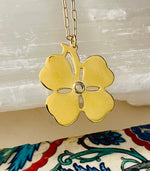Large Birthstone Clover Pendant Necklace - 12 Gemstone Options