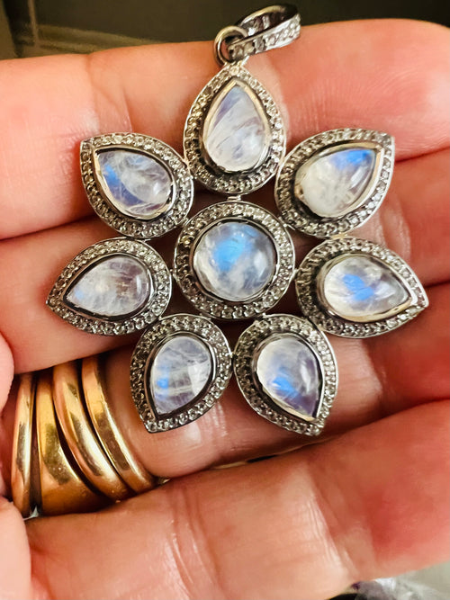 Large Moonstone Diamond Pendant