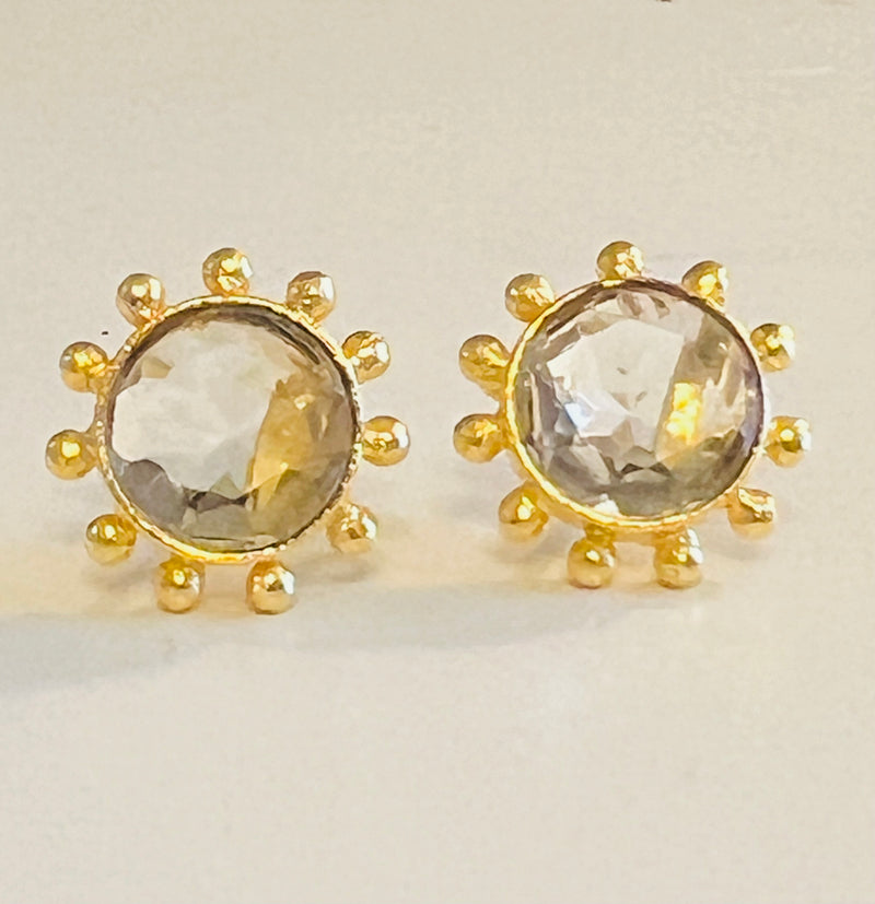 Pinwheel Round  Stud Earrings - 6 Gemstone Options (and any Birthstones)