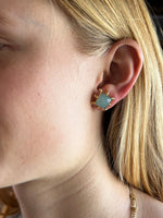 Pinwheel Square Stud Earrings - 3 Gemstone Options