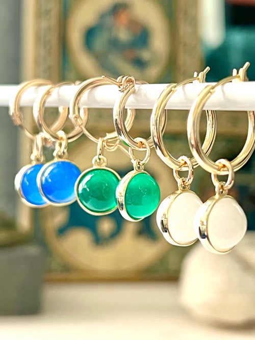 Zoey Gemstone Hoop Earrings - 5 Color Options
