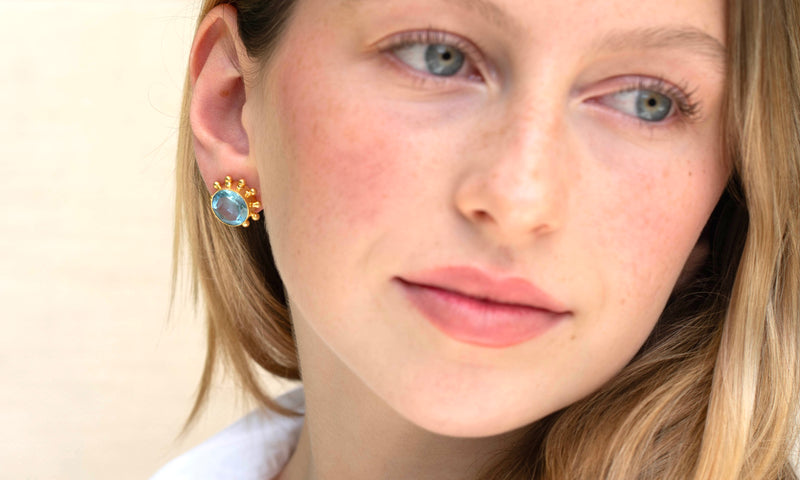 Pinwheel Round  Stud Earrings - 6 Gemstone Options (and any Birthstones)