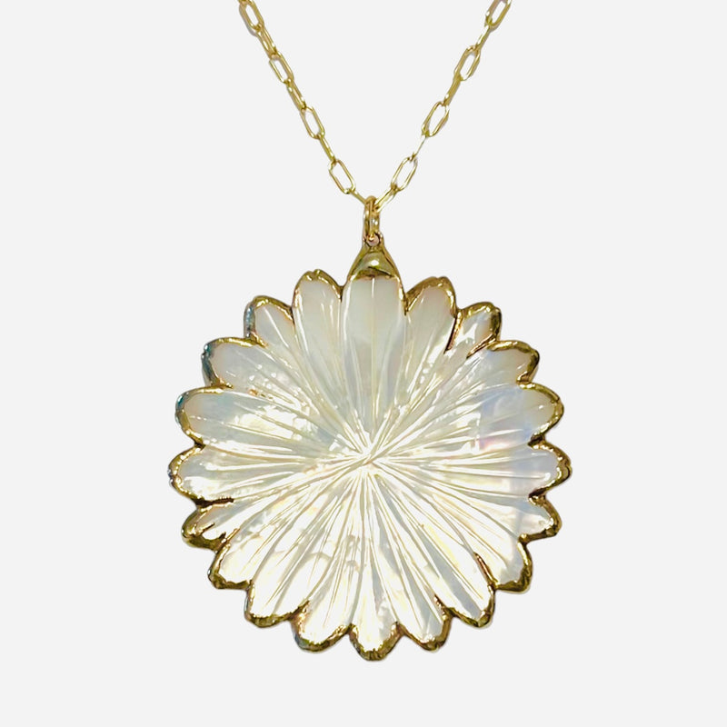 Dahlia Mother-of-Pearl Pendant Necklace