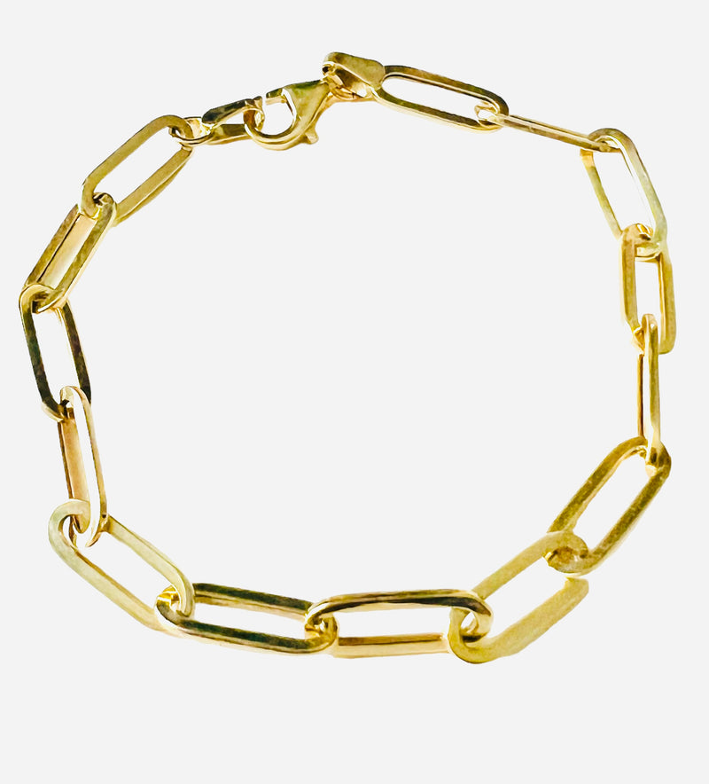 Paper Clip 14k Gold Bracelet