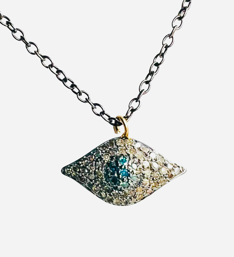 Diamond and Sapphire Eye Pendant Necklace