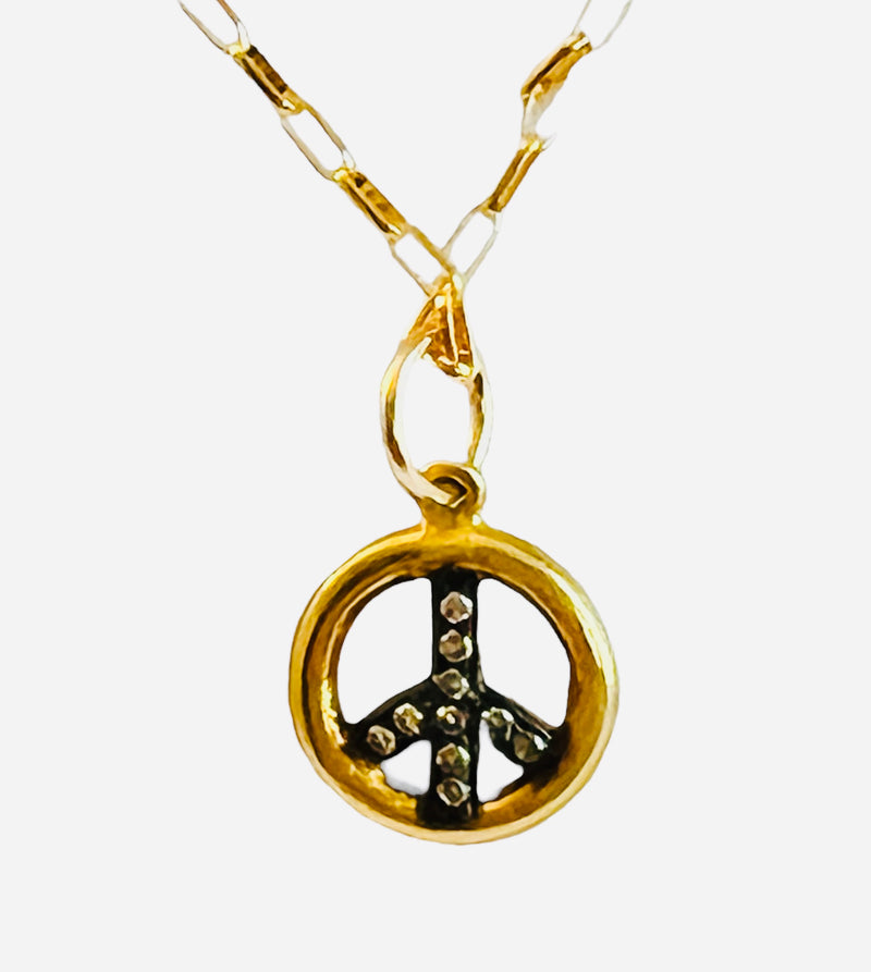 Gold Peace and Diamond Pendant