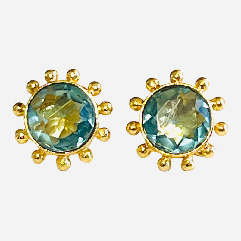 Pinwheel Round  Stud Earrings - 6 Gemstone Options (and any Birthstones)