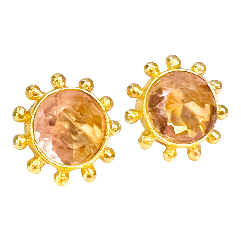 Pinwheel Round  Stud Earrings - 6 Gemstone Options (and any Birthstones)