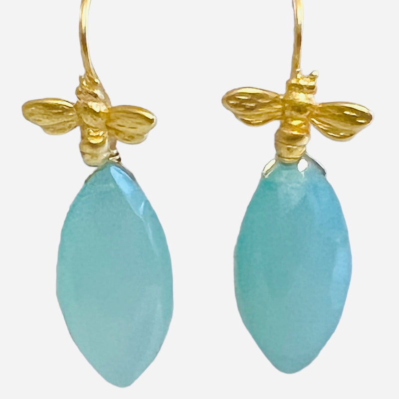 Bee Earring - (5 Gemstone Options)