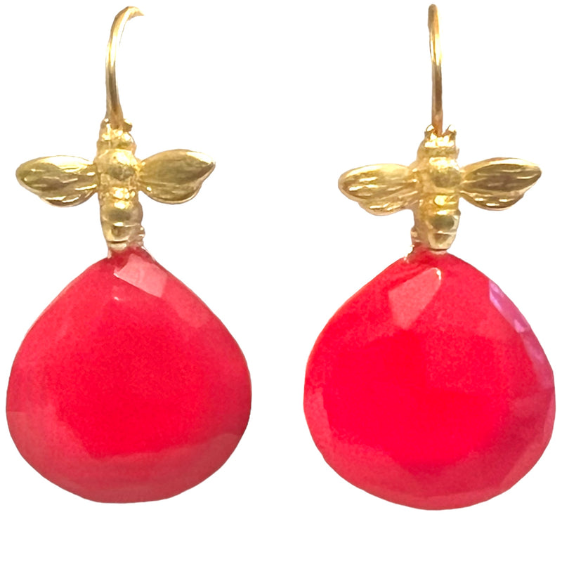 Bee Earring - (5 Gemstone Options)