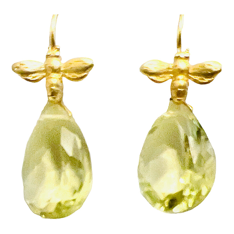 Bee Earring - (5 Gemstone Options)