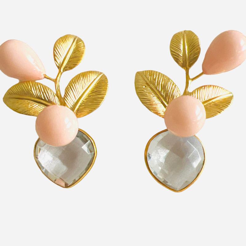 Pink Coral Foliage Earring
