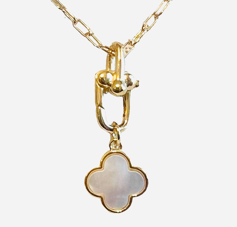 White Clover Connector Pendant Necklace