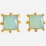 Pinwheel Square Stud Earrings - 3 Gemstone Options