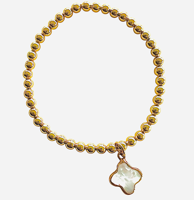 White Clover Gold Fill Beaded Bracelet