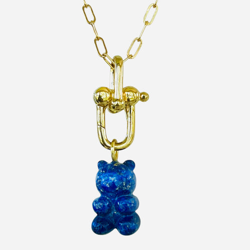 Gummy Bear Pendant Necklace - 4 Gemstone Options