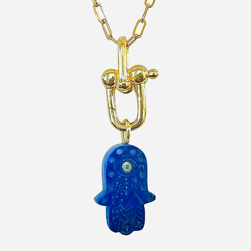 Hamsa Pendant Necklace - 2 Gemstone Options