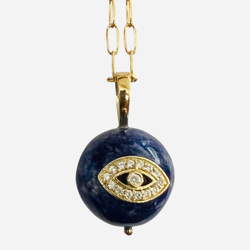 Lapis Diamond Eye Pendant Necklace