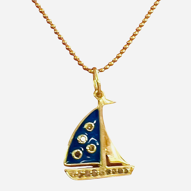 Sailboat Diamond Pendant Necklace