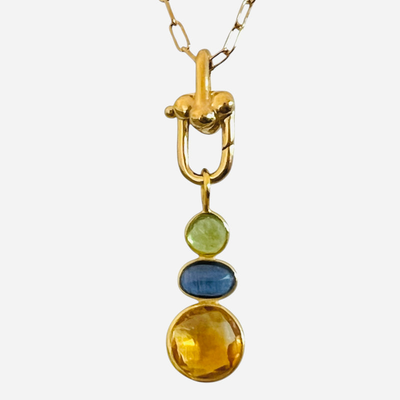 Triple Talisman Citrine Pendant Necklace