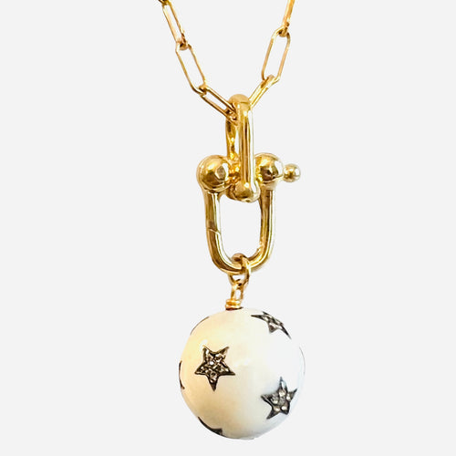 Starry Night Enamel & Diamond Ball Pendant - 2 Color Options