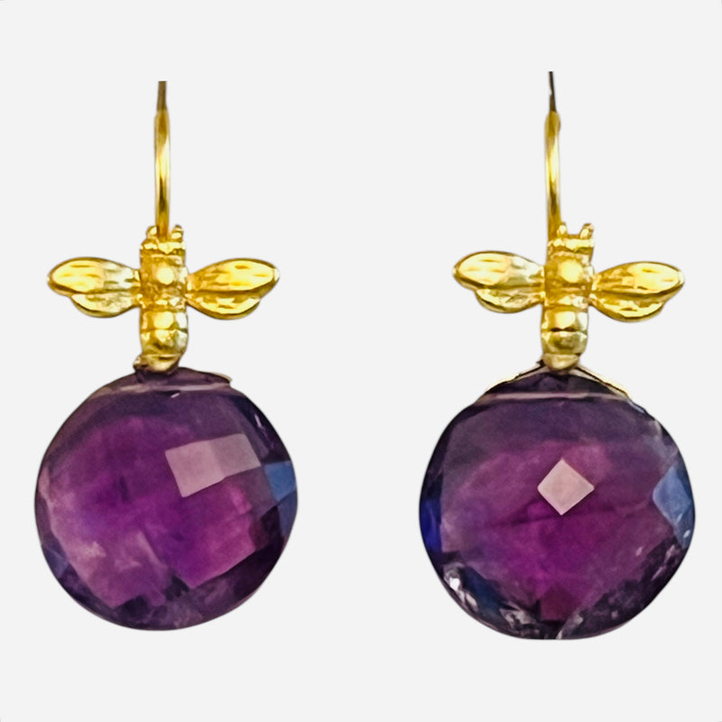 Bee Earring - 7 Gemstone Options