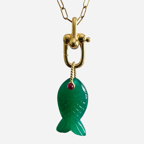 Hooked! Gemstone Fish Pendant Necklace - 6 Options