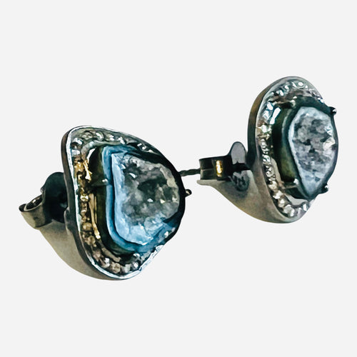 Diamond Geode Stud Earring