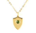 Shield Pendant Necklace - (12 Birthstone Options)