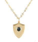 Shield Pendant Necklace - (12 Birthstone Options)