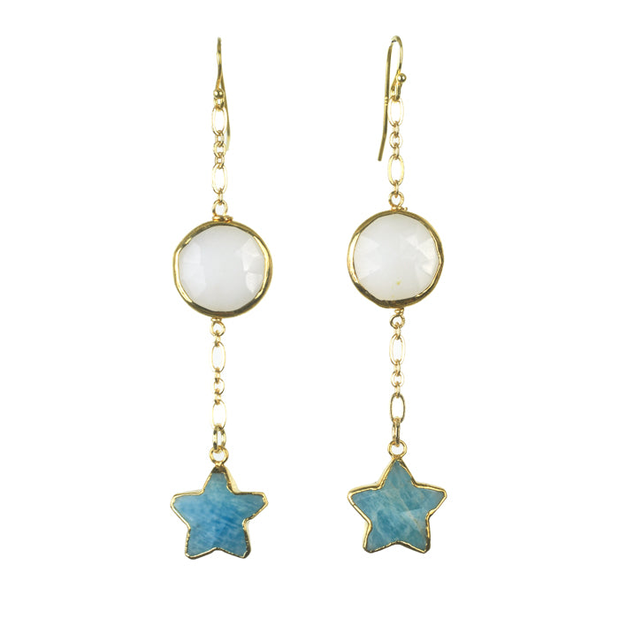 Moon & Star Earring - (5 Gemstone Options)