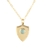 Shield Pendant Necklace - (12 Birthstone Options)