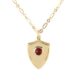 Shield Pendant Necklace - (12 Birthstone Options)