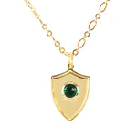 Shield Pendant Necklace - (12 Birthstone Options)
