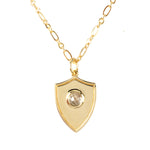 Shield Pendant Necklace - (12 Birthstone Options)