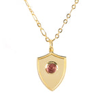 Shield Pendant Necklace - (12 Birthstone Options)