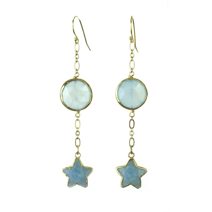 Moon & Star Earring - (5 Gemstone Options)