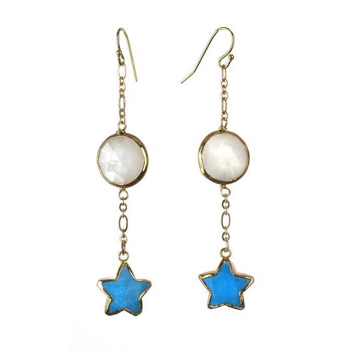 Moon & Star Earring - (5 Gemstone Options)